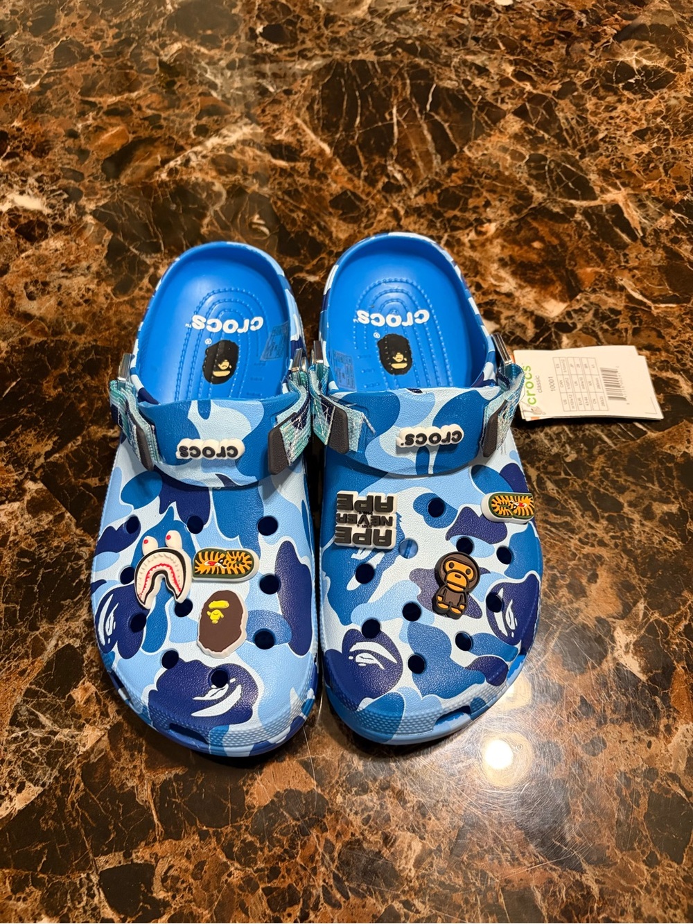 CROCS x BAPE Blue Camo Crocs with Character Charms